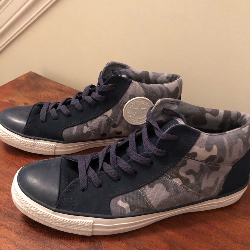 Converse Navy and Gray Camo High-Tops